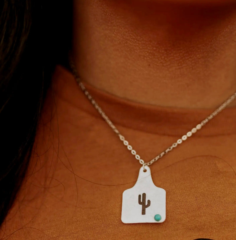 Cactus Cattle Tag Necklace