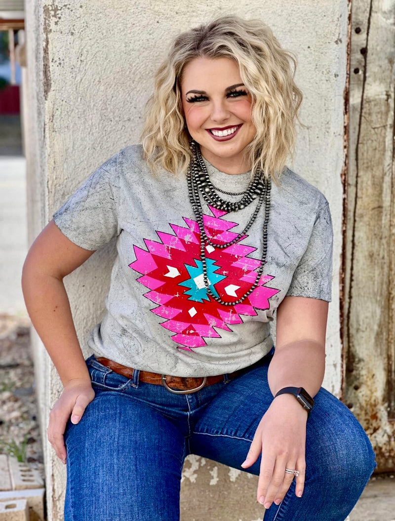 Poppin' Pink Aztec Tee