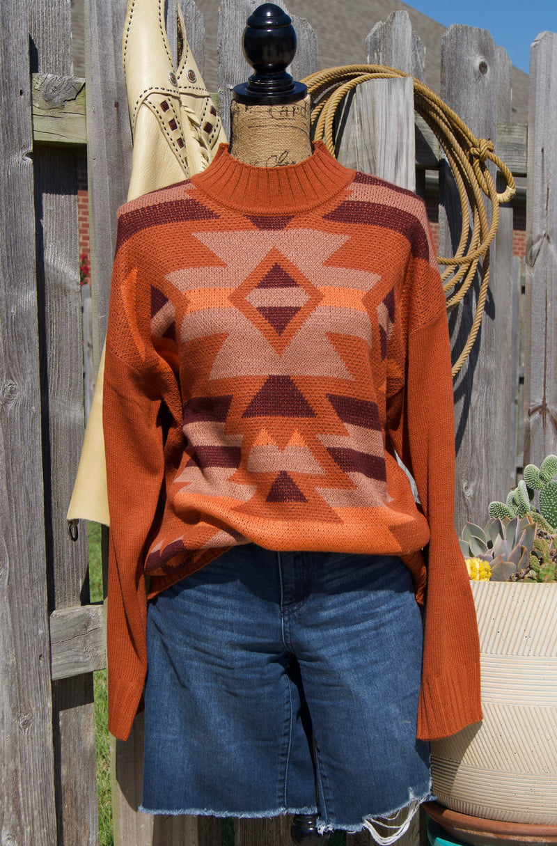 Rust Aztec Sweater