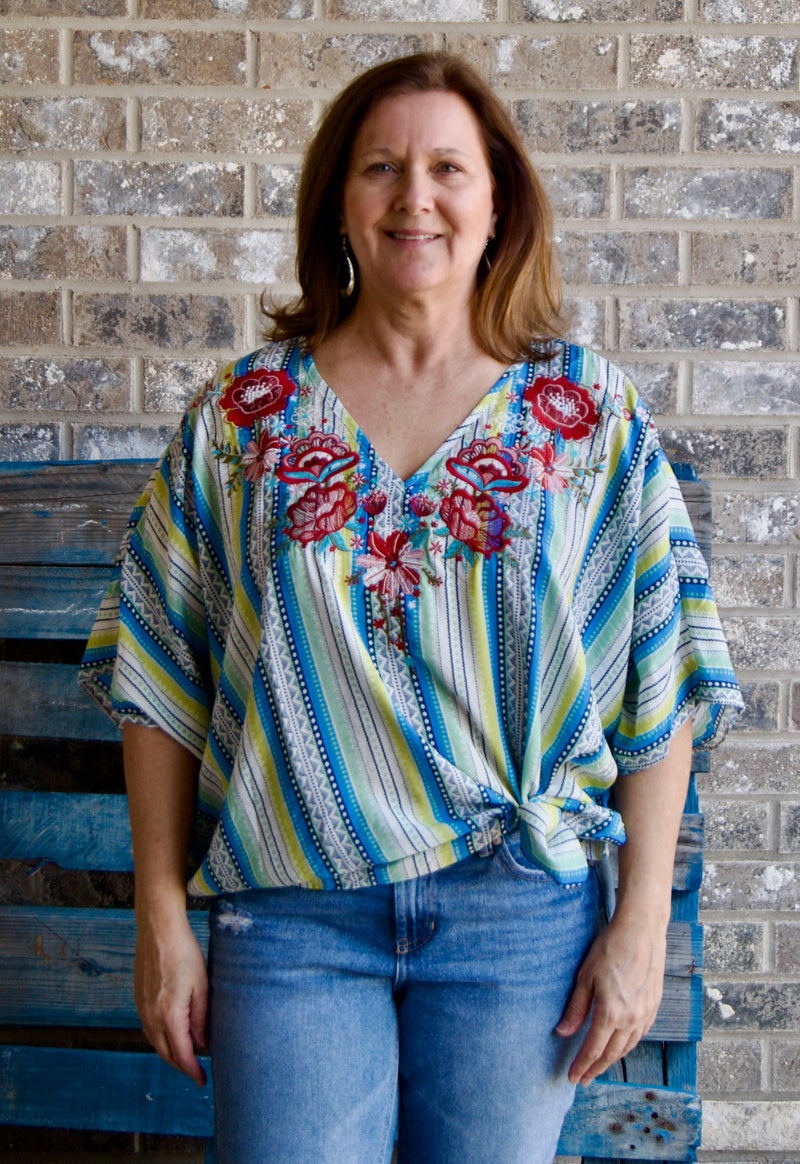 Teal Poncho Top