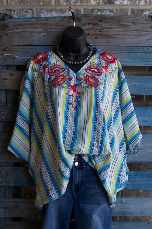Teal Poncho Top