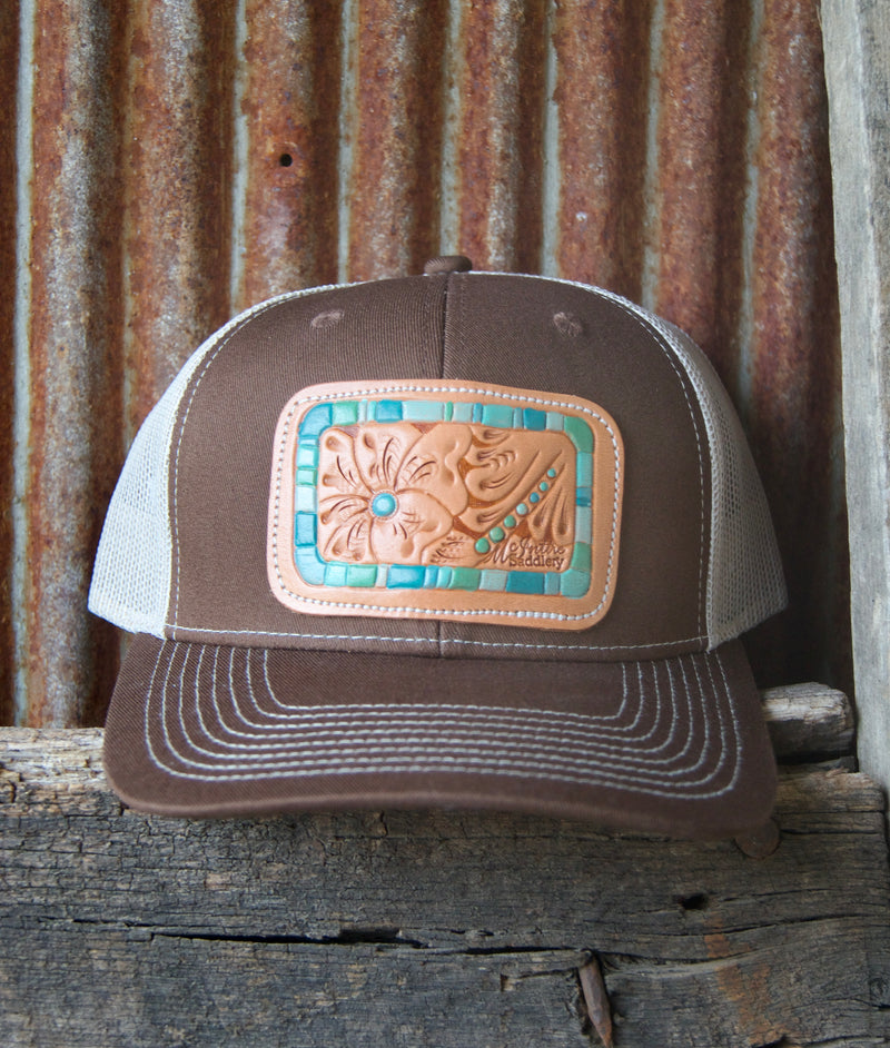 Brown Turquoise Patch Cap